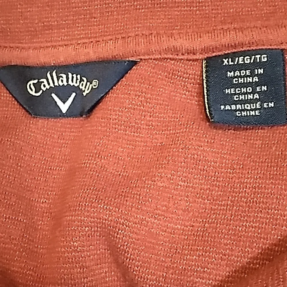 Mens Callaway 3/4 zip up pull over in rust color size XL
